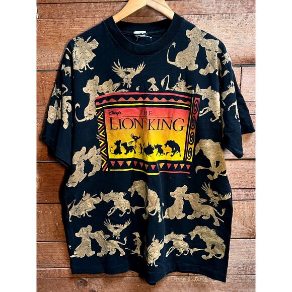Disney Other - Vintage Disney Shirt Mens Black The Lion King AOP Single Stitch XL 90's Rare